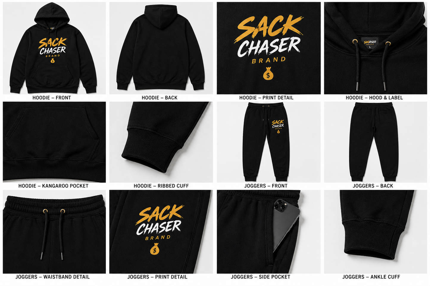 SACK CHASER BRAND TRACKSUIT (HOODIE + JOGGERS)