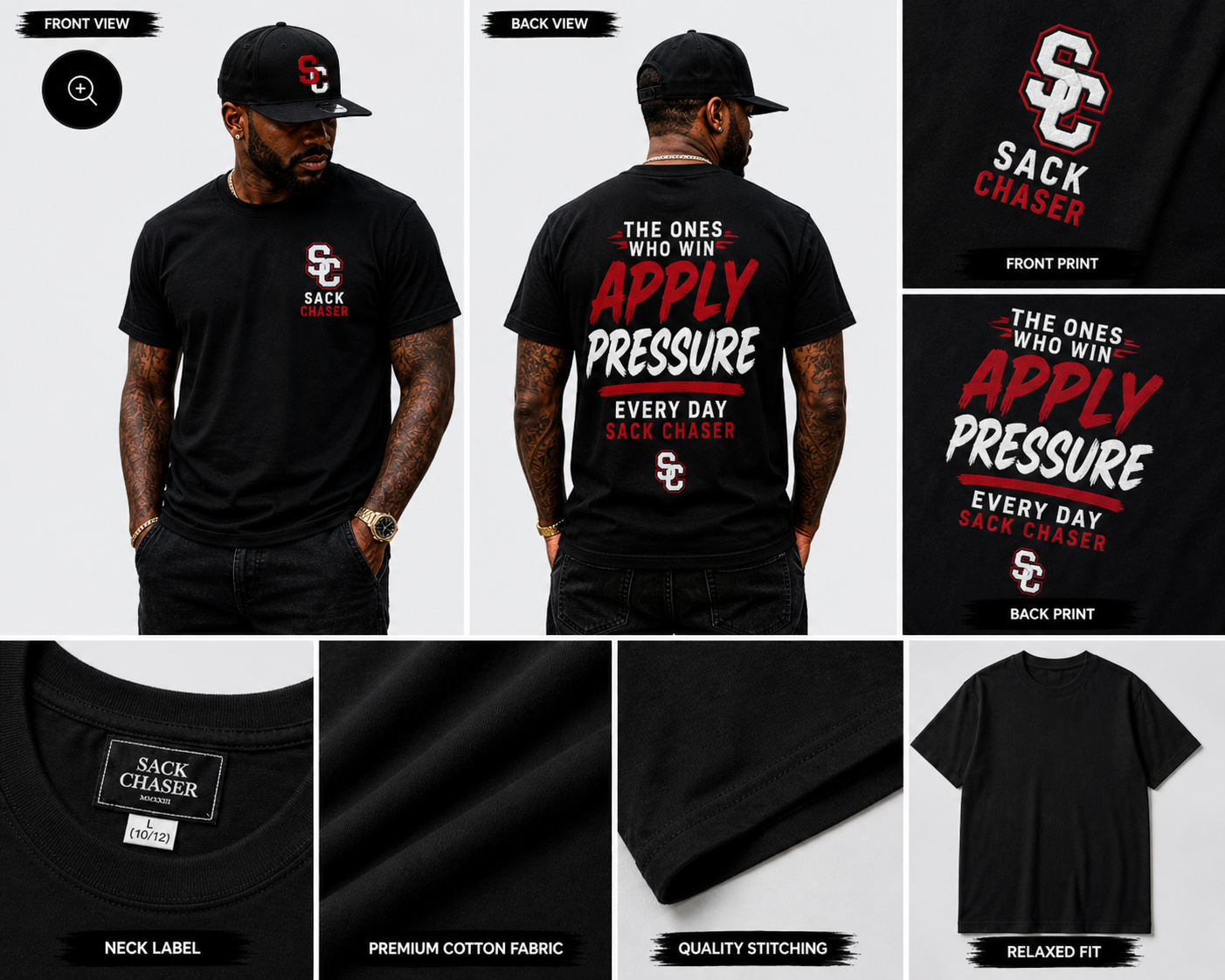 SACK CHASER “APPLY PRESSURE ” Tee